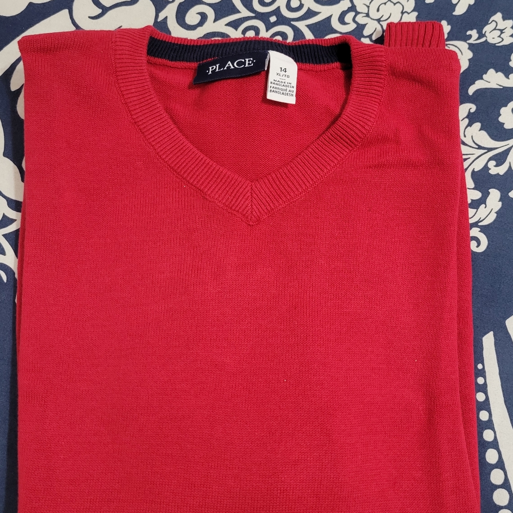 Childrens Place Vibrant Red V-Neck Sweater